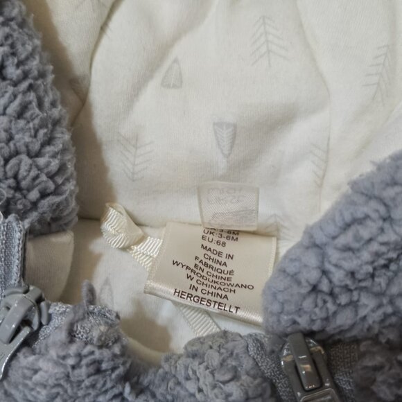 First Wish Grey Bear Theme Winter Kids Baby Double Zip Snowsuit 3-6 MONTHS - Picture 3 of 4